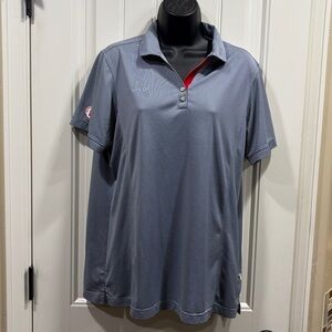 Chick Fil A Team Style Polo Shirt Size Large Blue Striped Short Sleeve Uniform
